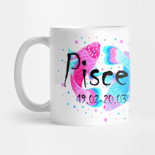 Pisces Zodiac Watercolor Pink February March Birthday Mug